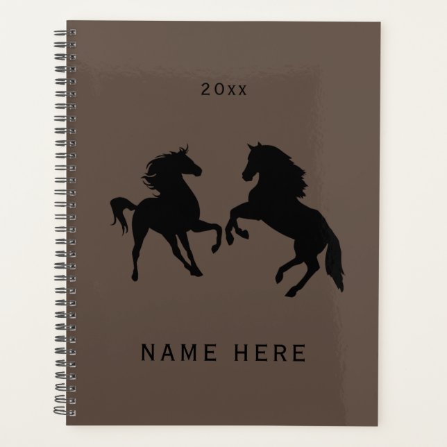 Custom Name Year Planner Horses Pair - Your Colour (Front)