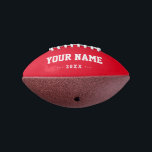 Custom name year red mini american football<br><div class="desc">Create your unique Birthday gift red mini football adding your own personalised name, year, slogan, message or any text. Customisable cute football gift game for girls, female football players, women, mum, sister, daughter, girlfriend, cheerleaders, teen, teenager, baby girl, players, teammates, fans. Choose your favourite team and use any background colour....</div>