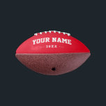 Custom name year red mini american football<br><div class="desc">Create your unique Birthday gift red mini football adding your own personalised name, year, slogan, message or any text. Customisable cute football gift game for girls, female football players, women, mum, sister, daughter, girlfriend, cheerleaders, teen, teenager, baby girl, players, teammates, fans. Choose your favourite team and use any background colour....</div>