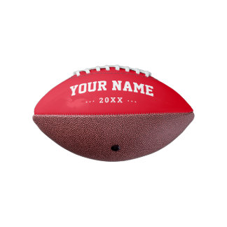 Custom name year red mini american football