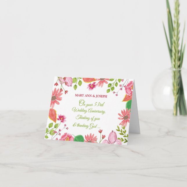 Custom Name & Year Religious 53rd Wedding Anniv Card (Front)