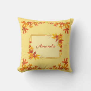 Custom Name Yellow Autumn Keepsake Cushion