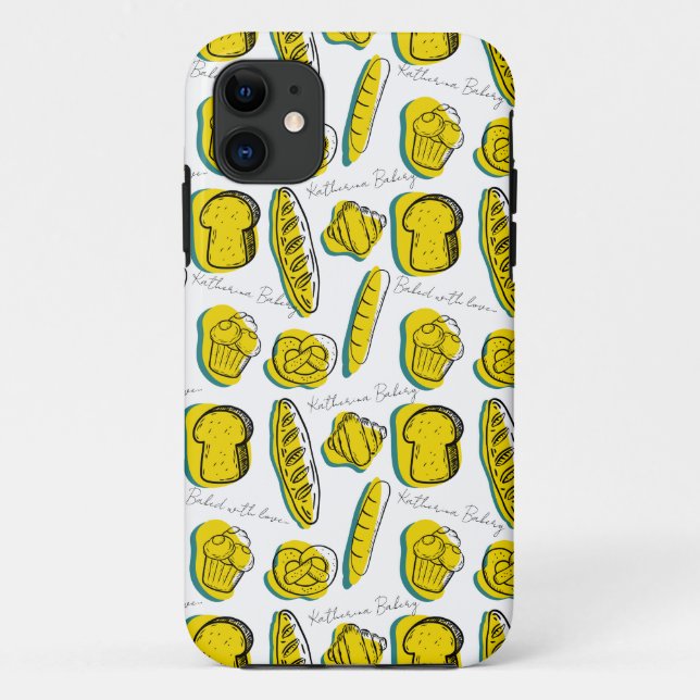 Custom Name Yellow Bakery Pattern Case-Mate iPhone Case (Back)