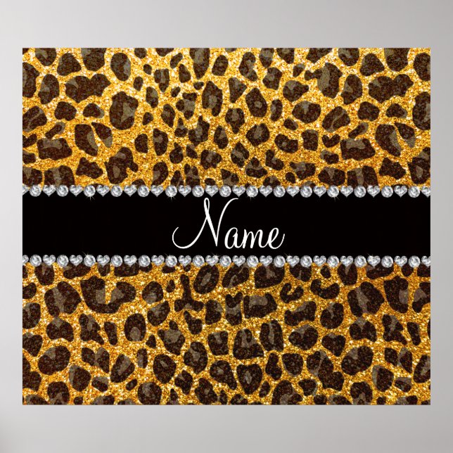 Custom name yellow glitter leopard print (Front)