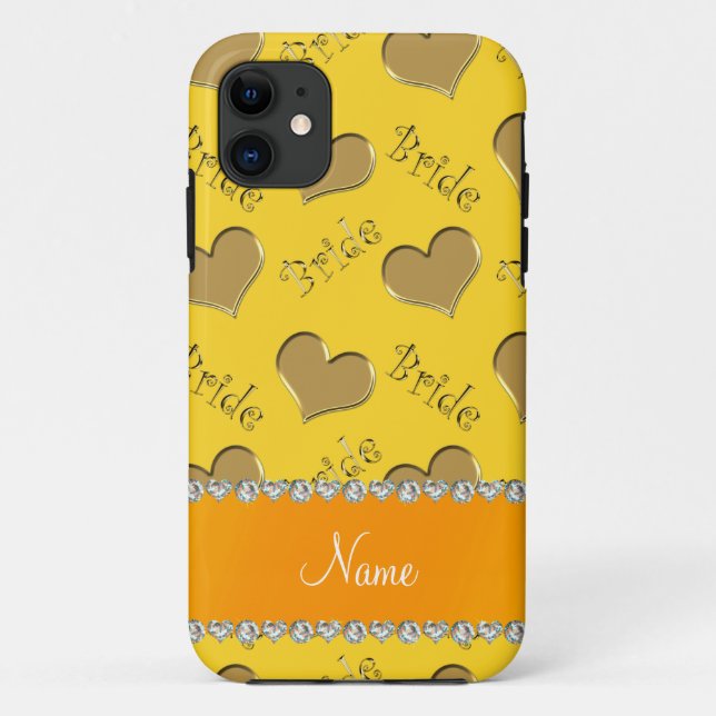Custom name yellow gold bride hearts Case-Mate iPhone case (Back)