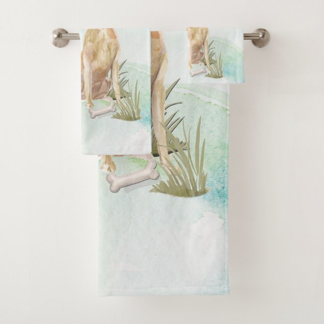 Custom Name Yellow Lab Pet Dog Bath Towel Set (Insitu)