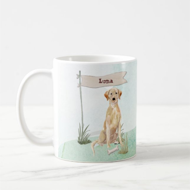 Custom Name Yellow Lab Pet Dog Coffee Mug (Left)