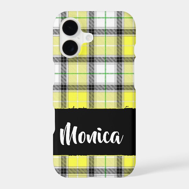 Custom name yellow plaid pattern (Back)