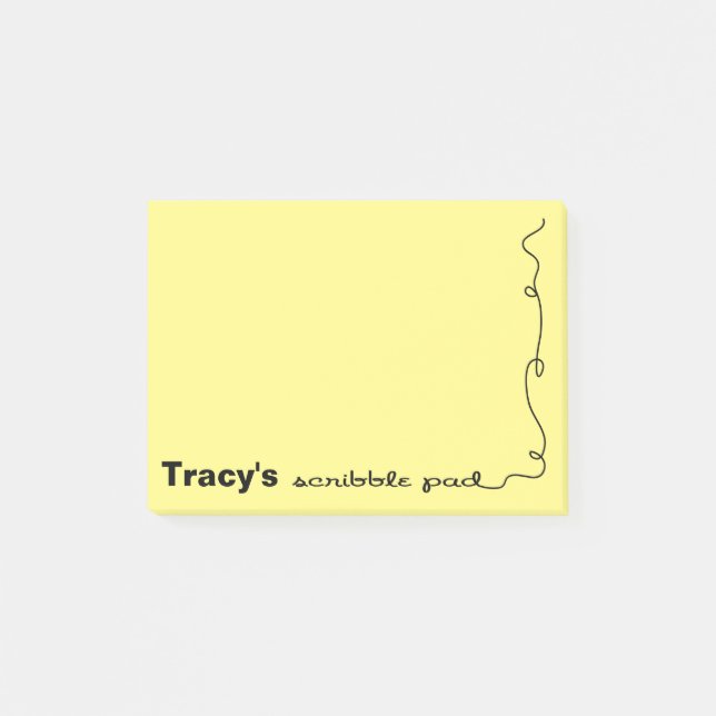 Custom Name Yellow Scribble Pad Post-it Notes (Front)