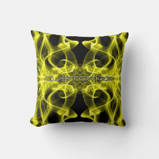Custom Name Yellow Smoke Symmetrical Black Cushion