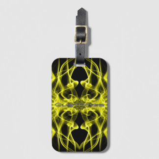 Custom Name Yellow Smoke Symmetrical Black Luggage Tag