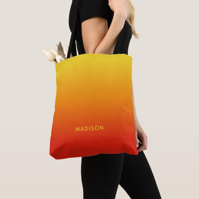 Custom name Yellow to Red Gradient bags (Close Up)