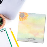 Custom Name Yoga Instructor Sunflower Notepad<br><div class="desc">This modern botanical Yoga Instructor Notepad is decorated with a yellow sunflower on a watercolor background.
Easily customisable.
Use the Design Tool to change the text size,  style,  or colour.
As we create our artwork you won't find this exact image from other designers.
Original Watercolor © Michele Davies.</div>