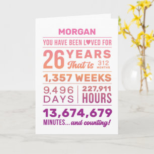 Custom Name You Have Been Loved 26 Years Birthday Card