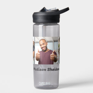 Custom Name & YOUR 3 Photos Water Bottle