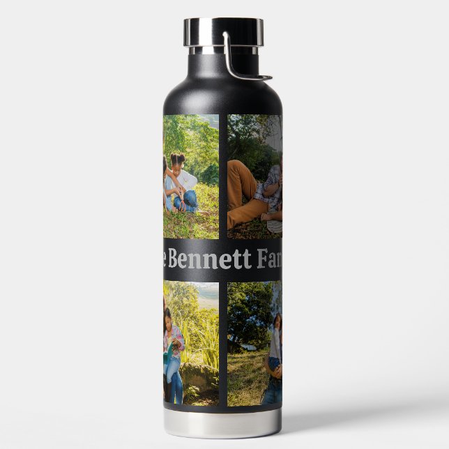 Custom Name & YOUR 4 Photos Water Bottle (Left)