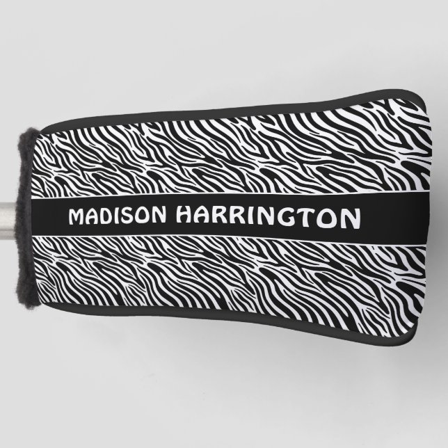 Custom Name Zebra Pattern Golf Head Cover (Front)