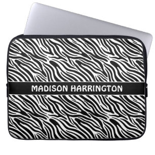 Custom Name Zebra Pattern Laptop Sleeve