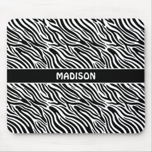 Custom Name Zebra Pattern Mouse Mat