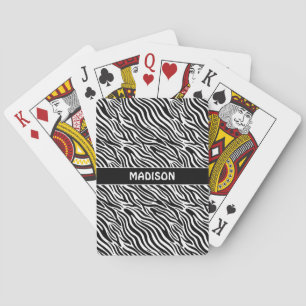 Custom Name Zebra Pattern Playing Cards