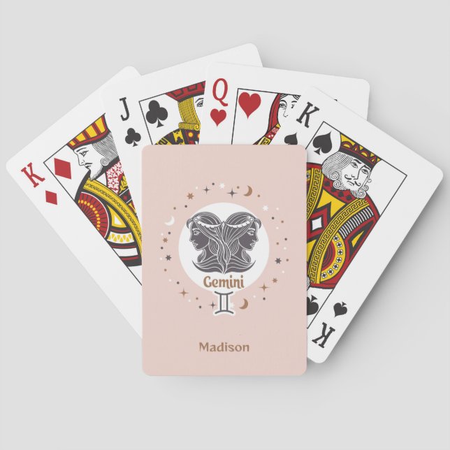 Custom Name Zodiac Sign Gemini Playing Cards (Back)
