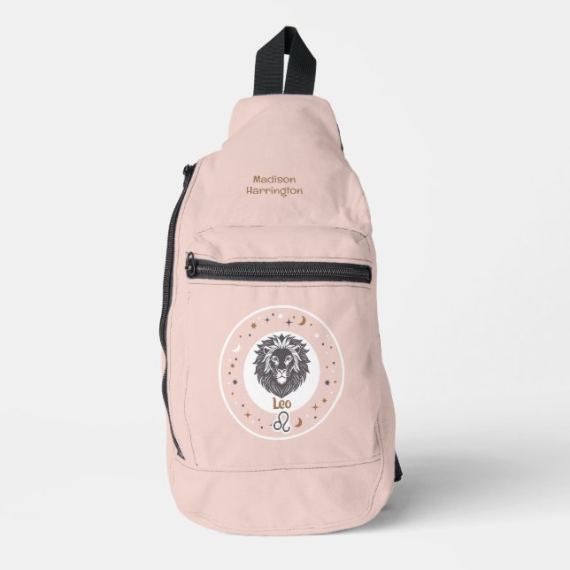 Custom Name Zodiac Sign Leo Sling Bag (Front)