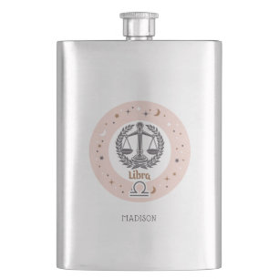 Custom Name Zodiac Sign Libra Hip Flask