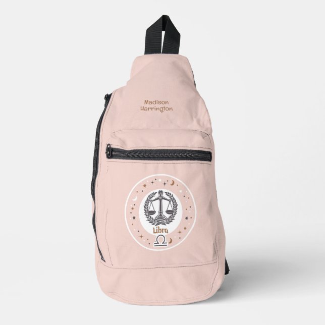 Custom Name Zodiac Sign Libra Sling Bag (Front)