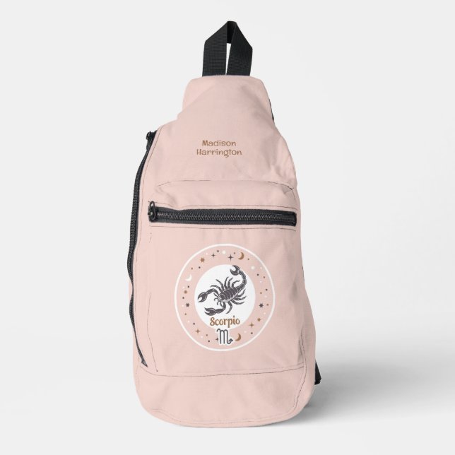 Custom Name Zodiac Sign Scorpio Sling Bag (Front)