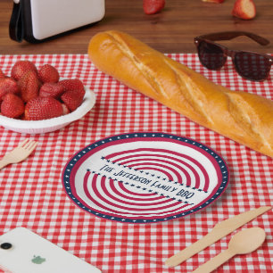 Custom Named 4th July Patriot Red White Blue Paper Plate