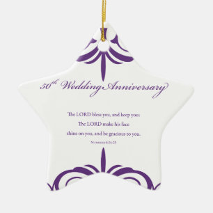 Custom Names, 50th Wedding Anniversary to Couple Ceramic Tree Decoration