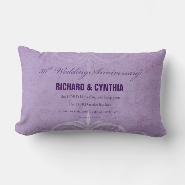 Custom Names, 50th Wedding Anniversary to Couple Lumbar Cushion (Front)