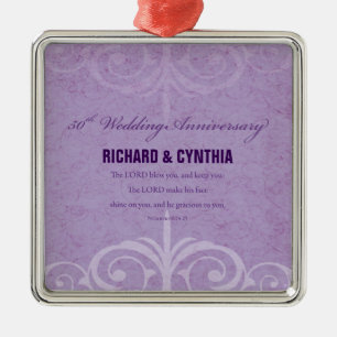 Custom Names, 50th Wedding Anniversary to Couple Metal Tree Decoration