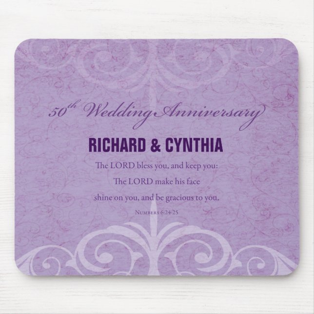 Custom Names, 50th Wedding Anniversary to Couple Mouse Mat (Front)