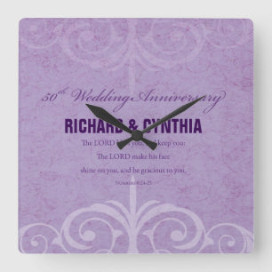 Custom Names, 50th Wedding Anniversary to Couple Square Wall Clock