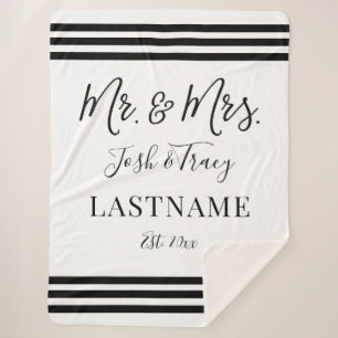 Custom Names and Last Name Mr and Mrs Gift Sherpa Blanket