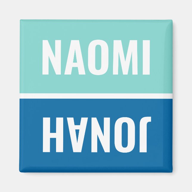 Custom Names Aqua and Cobalt Blue Dishwasher Magnet (Front)