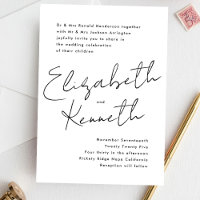 Custom Names Black White Budget Wedding Invite