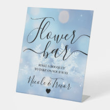 Custom Names Blue Bokeh Snowflakes Flower Bar