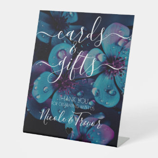 Custom Names Bold Colourful Flowers Cards & Gifts Pedestal Sign