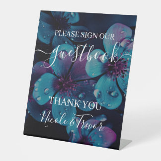 Custom Names Bold Flowers Please Sign Guestbook