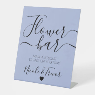 Custom Names Calligraphy Flower Bar Pedestal Sign