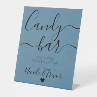 Custom Names - Calligraphy Wedding Candy Bar Pedestal Sign