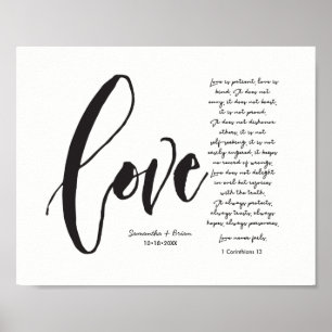 Custom Names Christian Marriage Corinthians 13 Poster