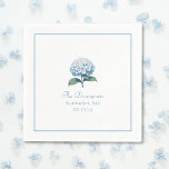 Custom Names Elegant Light Blue Hydrangea Wedding Napkin<br><div class="desc">Add refined elegance to your wedding with these beautifully designed cocktail napkins. Each one features a classic illustration of a hydrangea, the epitome of grace. Rendered in a delicate blue, it evokes the softness of early spring skies. These napkins are framed with a subtle blue border, enhancing their sophistication. They...</div>