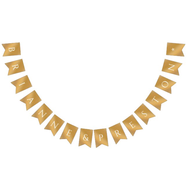 Custom Names Elegant Modern Gold Gradient Wedding Bunting (All)