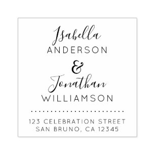 Custom Names Elegant Script Wedding Return Address Rubber Stamp