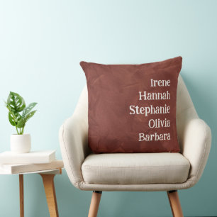 Custom Names Family Friends Brown Farmhouse Cushion