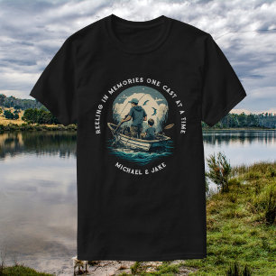 Custom Names Fishing Father Son Father's Day Gift T-Shirt