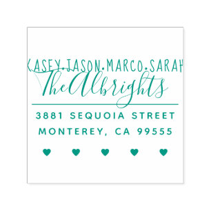 Custom Names & Hearts Family Return Address Self-inking Stamp